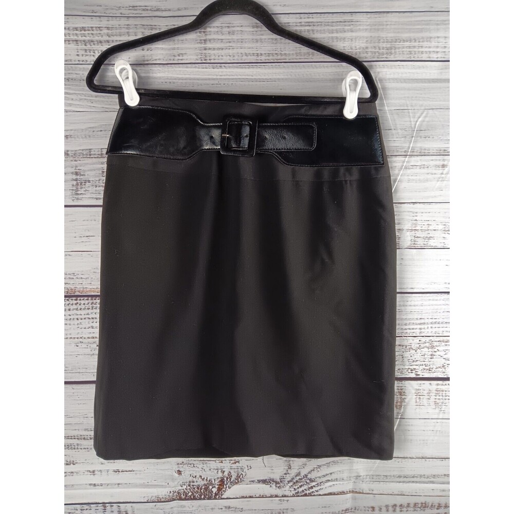 Scott Taylor Midi Skirt Women's 10 Petite Black Belted Zip Career